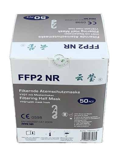 TSM103/50 Atemschutzmaske FFP2 (NR) CE Zertifikat, ohne Ventil, ear loops , mit Haken, Karton 1000stk