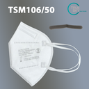 TSM106/50 Atemschutzmaske FFP2 (NR) CE Zertifikat, ohne Ventil, ear loops , mit Nasenschoner 50erPack